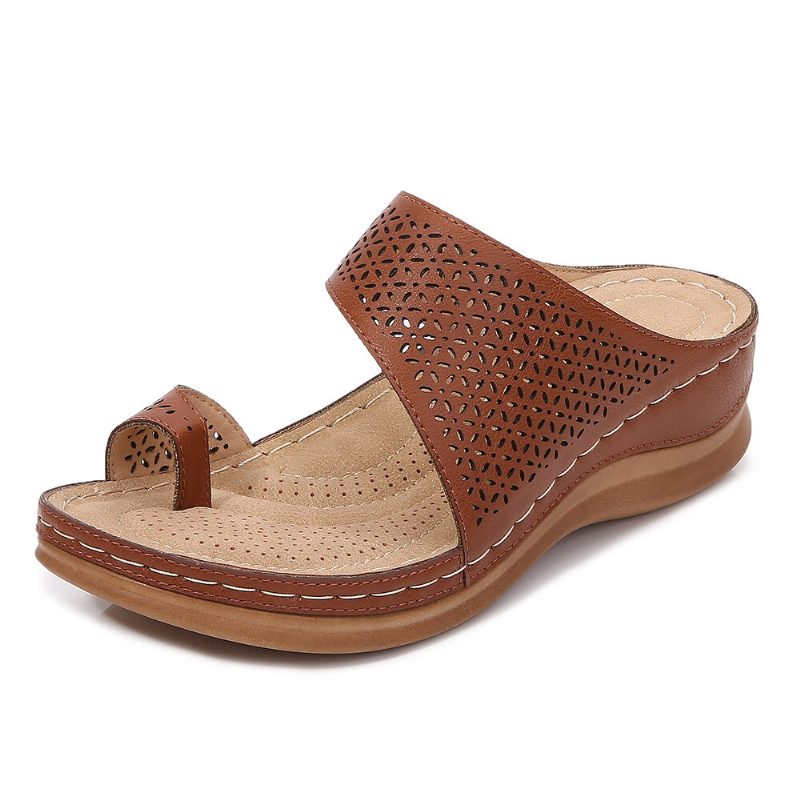 Dame Large Size Toe Ring Hollow Out Beach Slide Sandaler