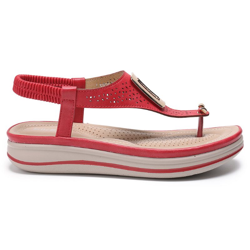 Dame Metal Clip Toe Elastisk Bånd Lette Strandsandaler