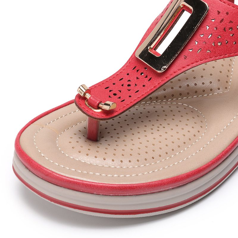 Dame Metal Clip Toe Elastisk Bånd Lette Strandsandaler