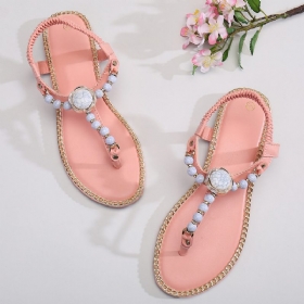 Dame Perler Dekor Elastisk Flate Slip On Beach Clip Toe Sandaler