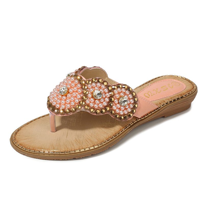 Dame Rhinestone Dekor Clip Toe Flats Sandaler