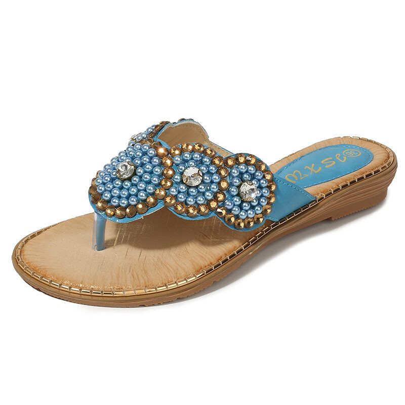 Dame Rhinestone Dekor Clip Toe Flats Sandaler