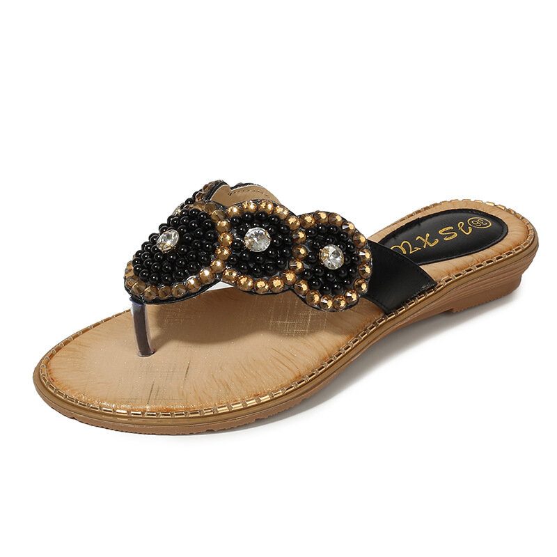 Dame Rhinestone Dekor Clip Toe Flats Sandaler