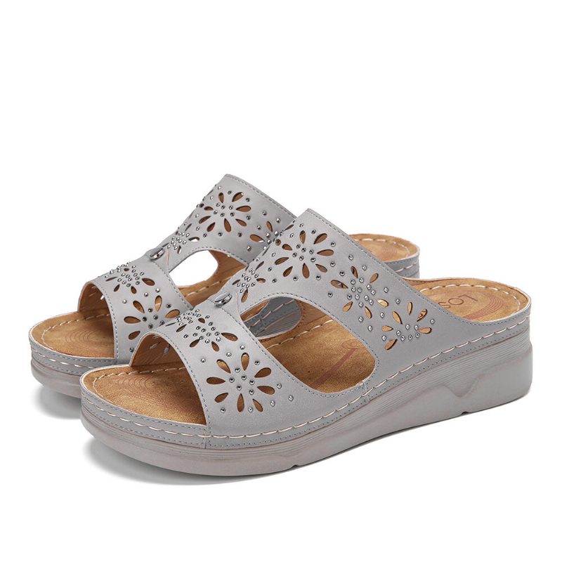 Dame Rhinestone Hul T-rem Komfortable Casual Sandaler