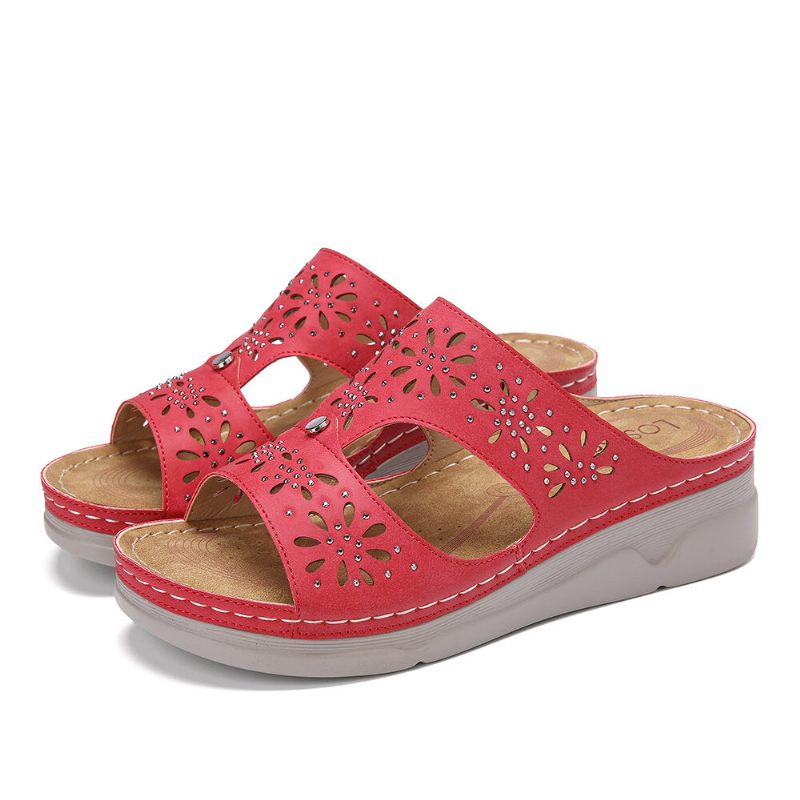 Dame Rhinestone Hul T-rem Komfortable Casual Sandaler