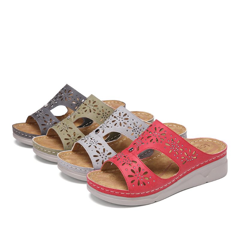 Dame Rhinestone Hul T-rem Komfortable Casual Sandaler