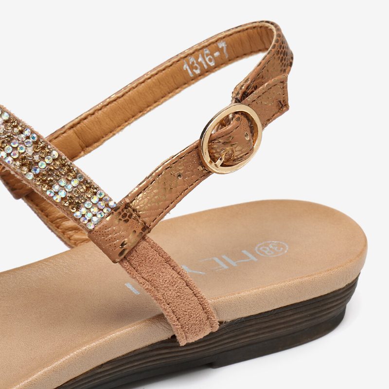 Dame Rhinestone Spenne Stropp Comfy Non Slip Beach Clip Toe Sandaler