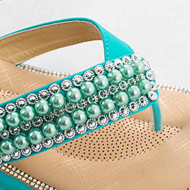 Dame Rhinestone Strap Clip Toe Flats Sandaler