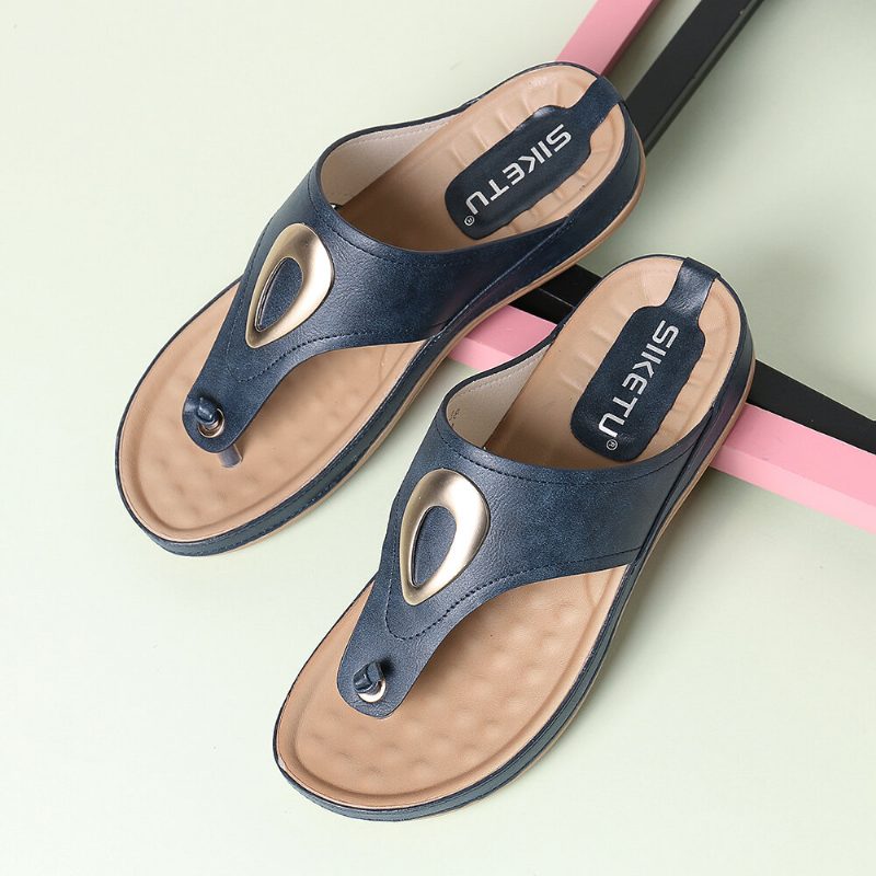 Dame Stor Størrelse Metal Clip Toe Filp Flops Beach Casual Sandaler