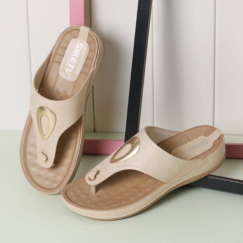 Dame Stor Størrelse Metal Clip Toe Filp Flops Beach Casual Sandaler