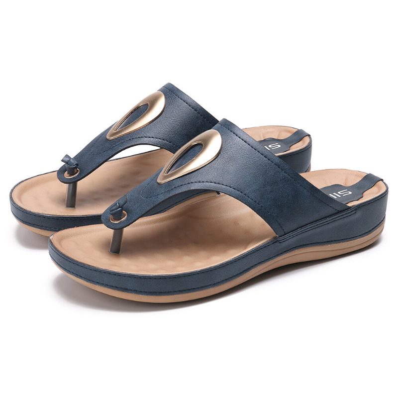 Dame Stor Størrelse Metal Clip Toe Filp Flops Beach Casual Sandaler