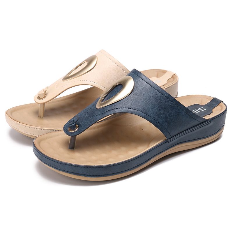 Dame Stor Størrelse Metal Clip Toe Filp Flops Beach Casual Sandaler