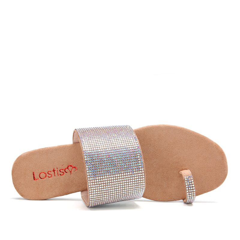 Dame Toe Ring Rhinestones Casual Sandaler