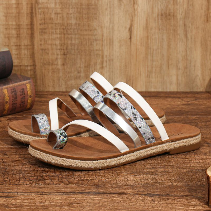 Dame Toe Ring Strappy Slip On Comfy Casual Sandaler