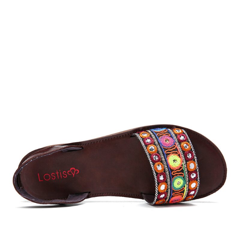 Damebroderi Rhinestone Dekorasjon Strikkede Casual Sandaler