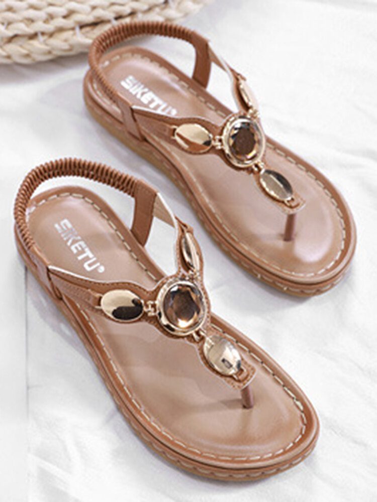 Damemote Metallspenne Soft Beach Clip Toe Sandaler