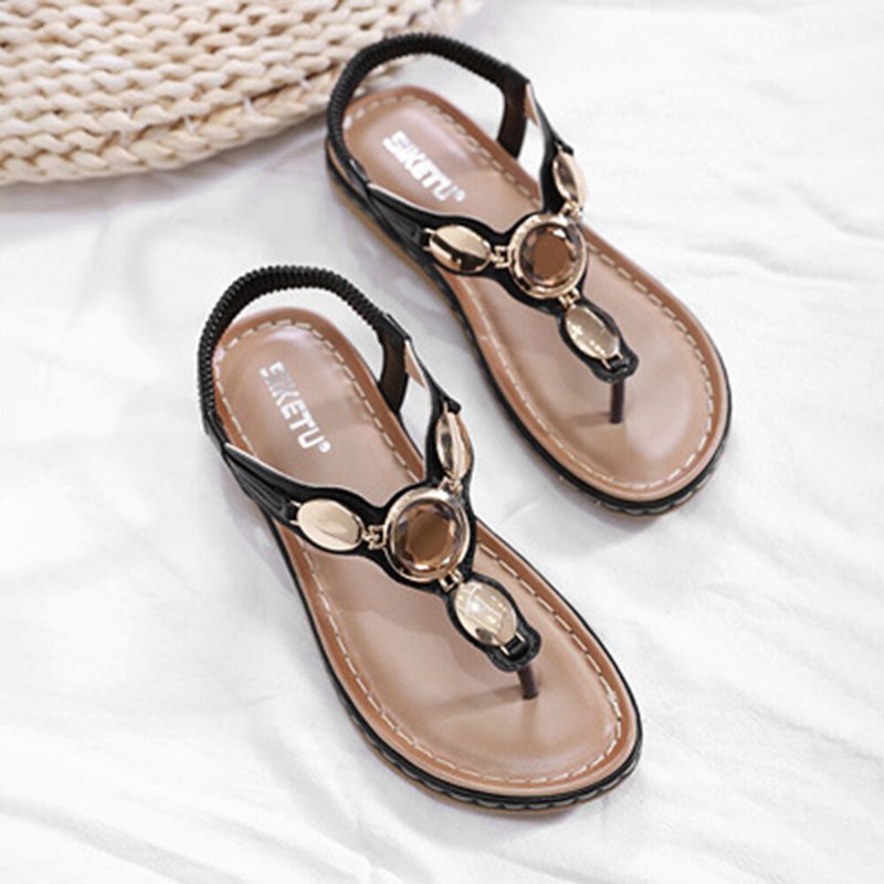 Damemote Metallspenne Soft Beach Clip Toe Sandaler