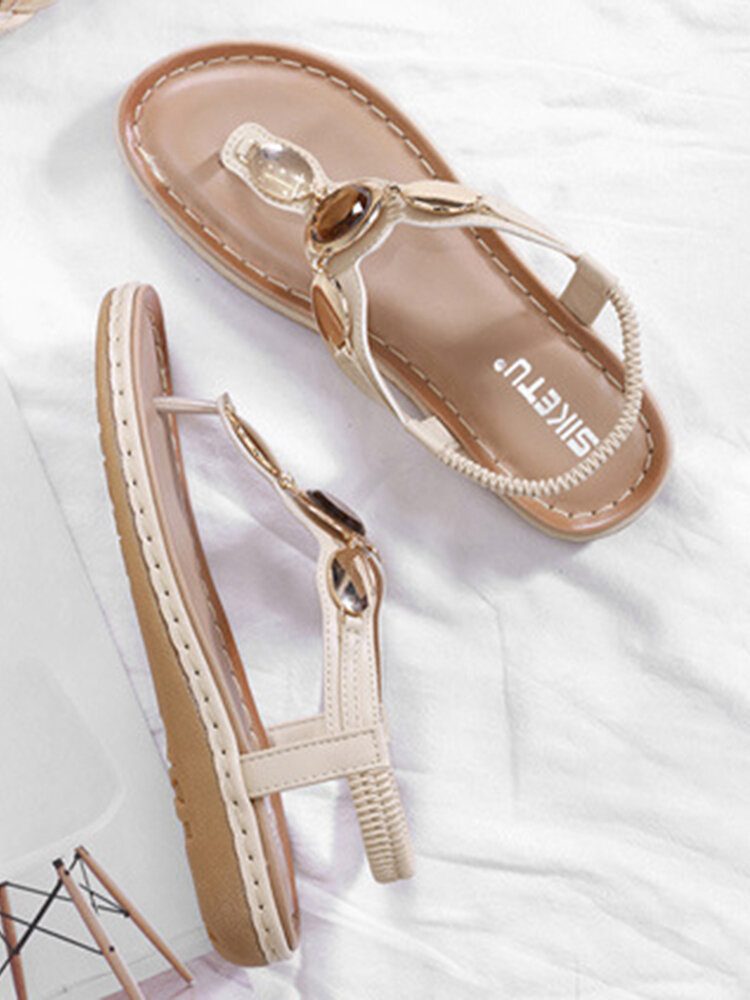 Damemote Metallspenne Soft Beach Clip Toe Sandaler