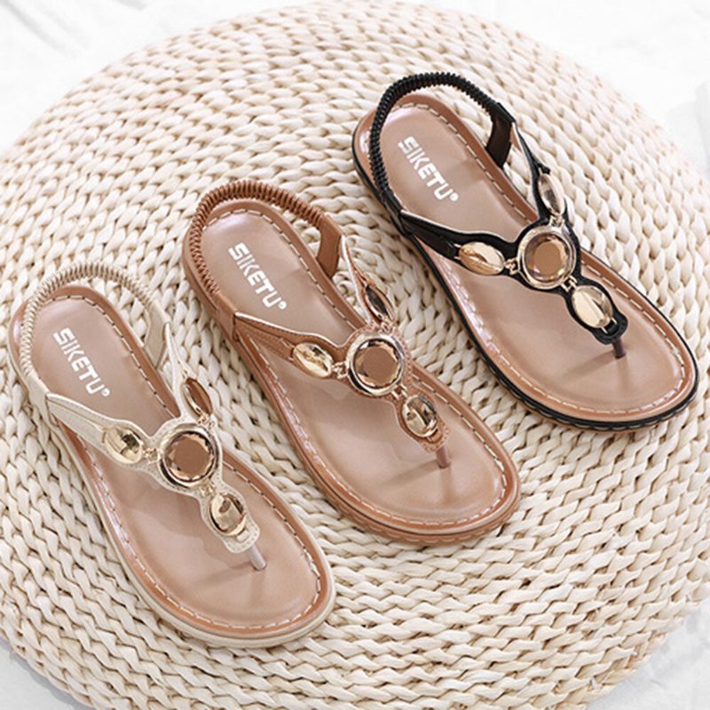 Damemote Metallspenne Soft Beach Clip Toe Sandaler