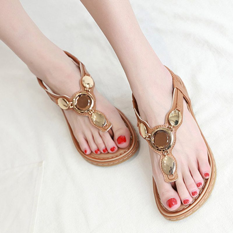 Damemote Metallspenne Soft Beach Clip Toe Sandaler