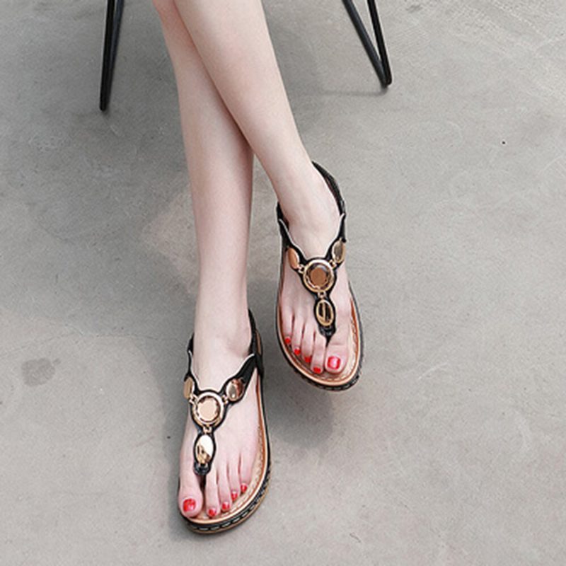 Damemote Metallspenne Soft Beach Clip Toe Sandaler