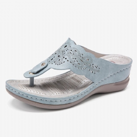 Dameutskjæring Flip-flops Clip Toe Slip On Casual Wedge Sandaler