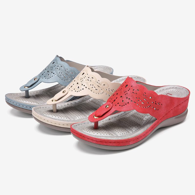 Dameutskjæring Flip-flops Clip Toe Slip On Casual Wedge Sandaler