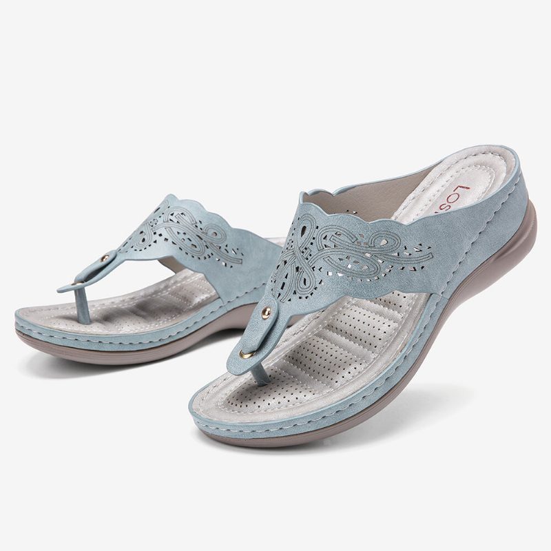 Dameutskjæring Flip-flops Clip Toe Slip On Casual Wedge Sandaler