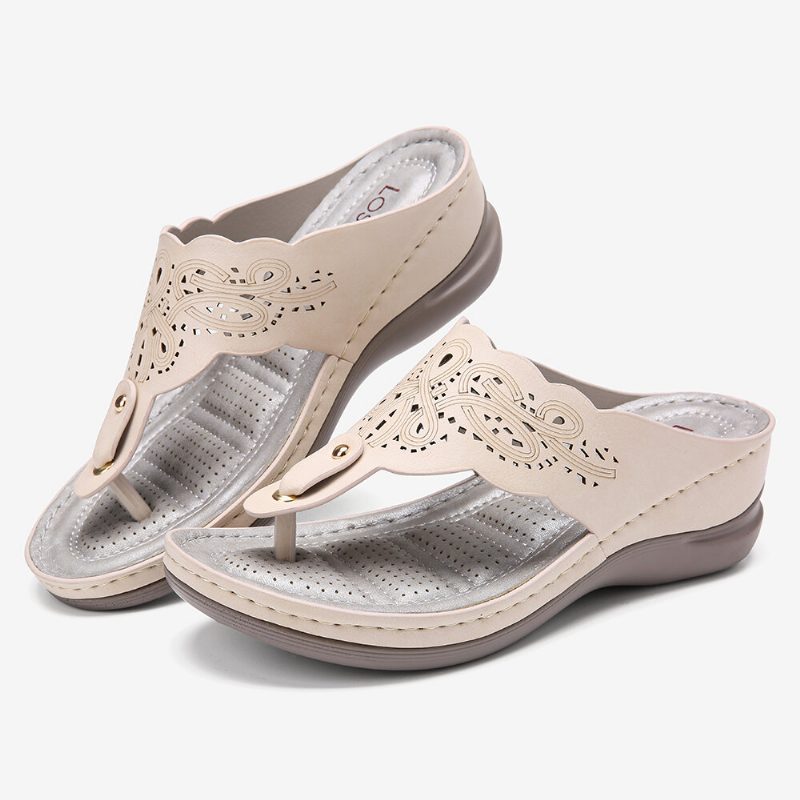 Dameutskjæring Flip-flops Clip Toe Slip On Casual Wedge Sandaler