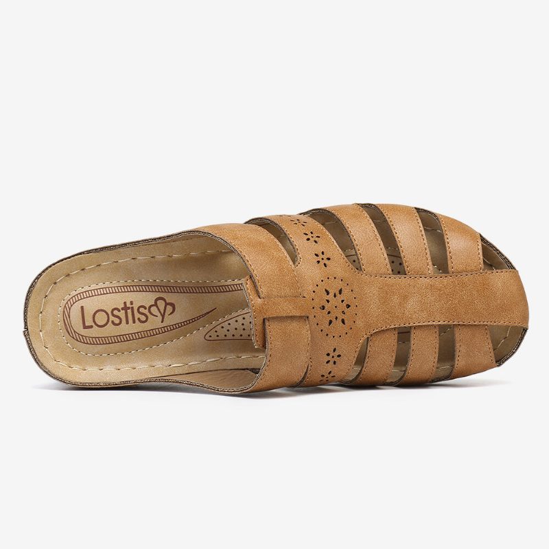 Dameutskjæring Lukket Tå-slip On Ryggløs Comfy Casual Wedge-sandaler