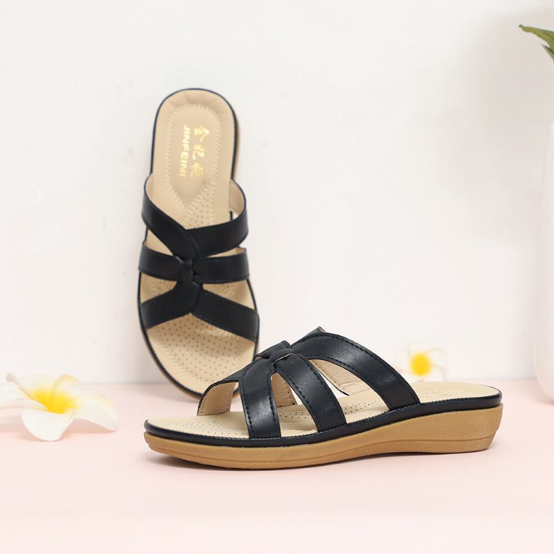 Dameutskjæring Pustende Bærbar Comfy Casual Beach Wedges Sandaler