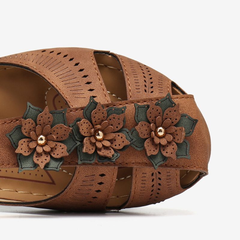 Flower Decro Cutout Krokløkke Pustende Casual Wedge Sandaler