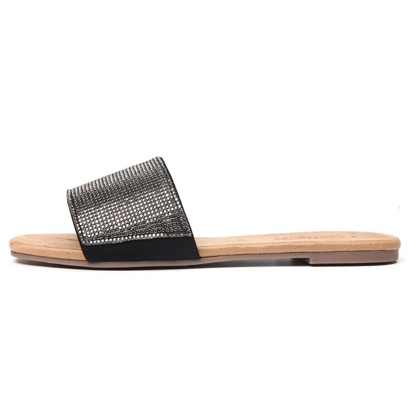 Kvinner Beading Single Band Casual Slide Sandaler