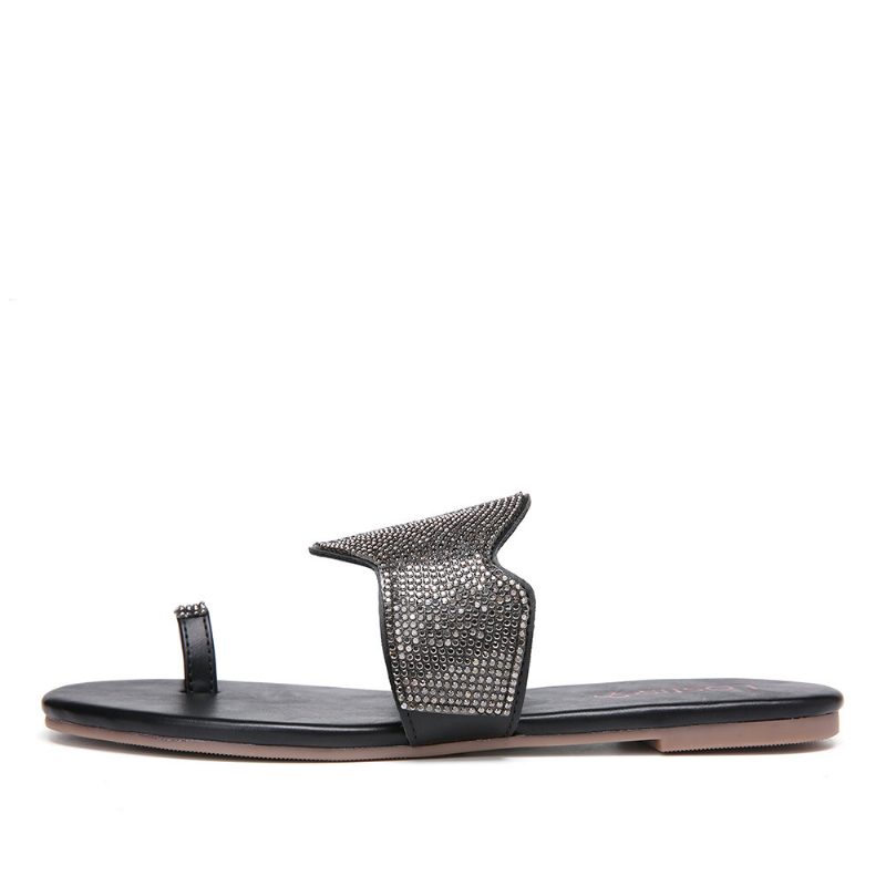 Kvinner Beading Toe Ring Casual Summer Slide Sandaler