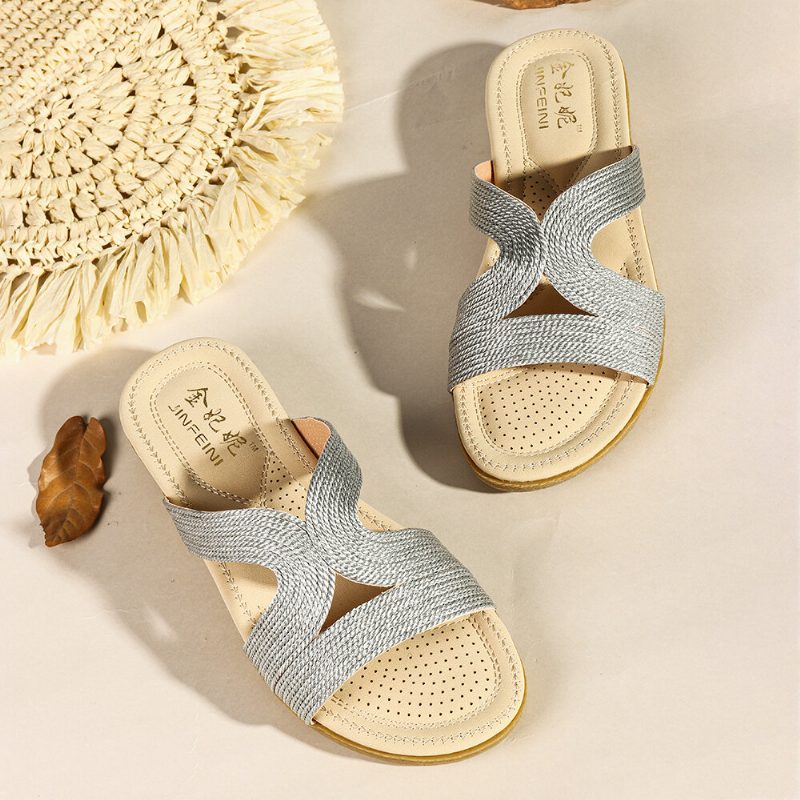 Kvinner Bohemia Weave Cut-out Casual Comfy Wearable Wedges Sandaler