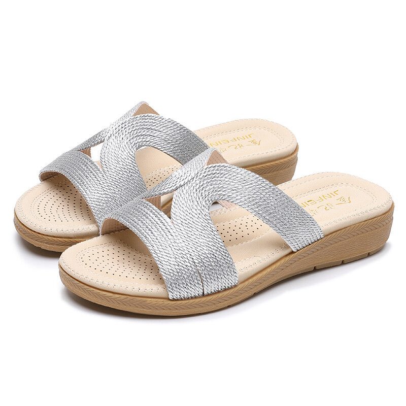 Kvinner Bohemia Weave Cut-out Casual Comfy Wearable Wedges Sandaler