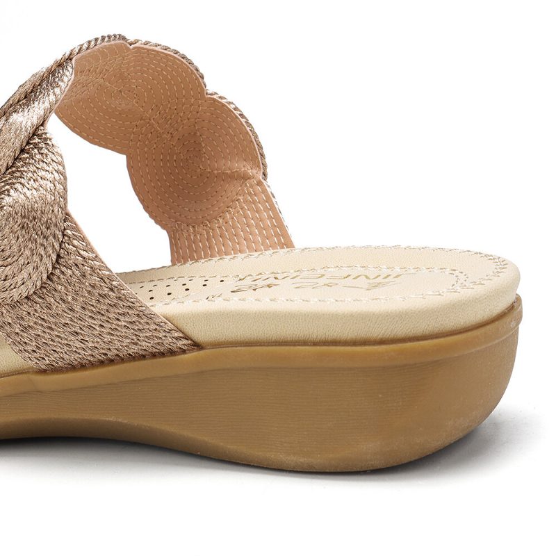 Kvinner Bohemian Double Band Woven Beach Casual Wedges Sandaler