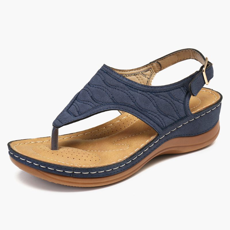 Kvinner Broderi Tå Elastisk Band Behagelig Uformell Sommer Wedge Sandaler