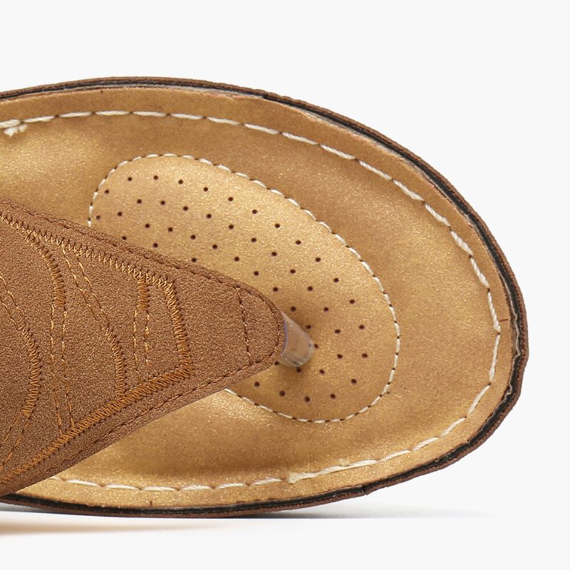 Kvinner Broderi Tå Elastisk Band Behagelig Uformell Sommer Wedge Sandaler