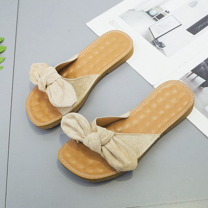 Kvinner Butteryfly Knot Myk Bunn Flats Chic Slide Sandaler