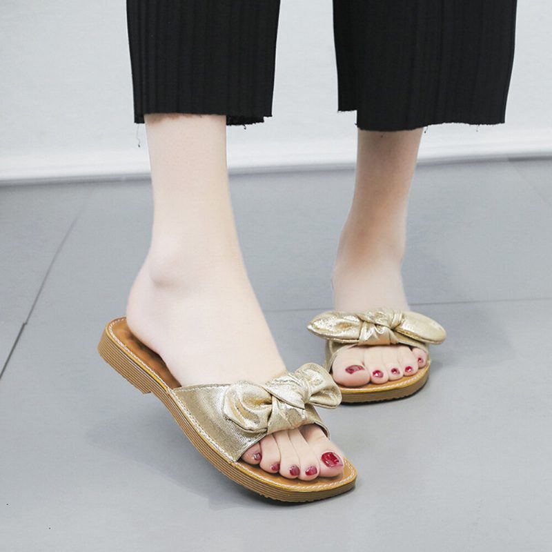 Kvinner Butteryfly Knot Myk Bunn Flats Chic Slide Sandaler