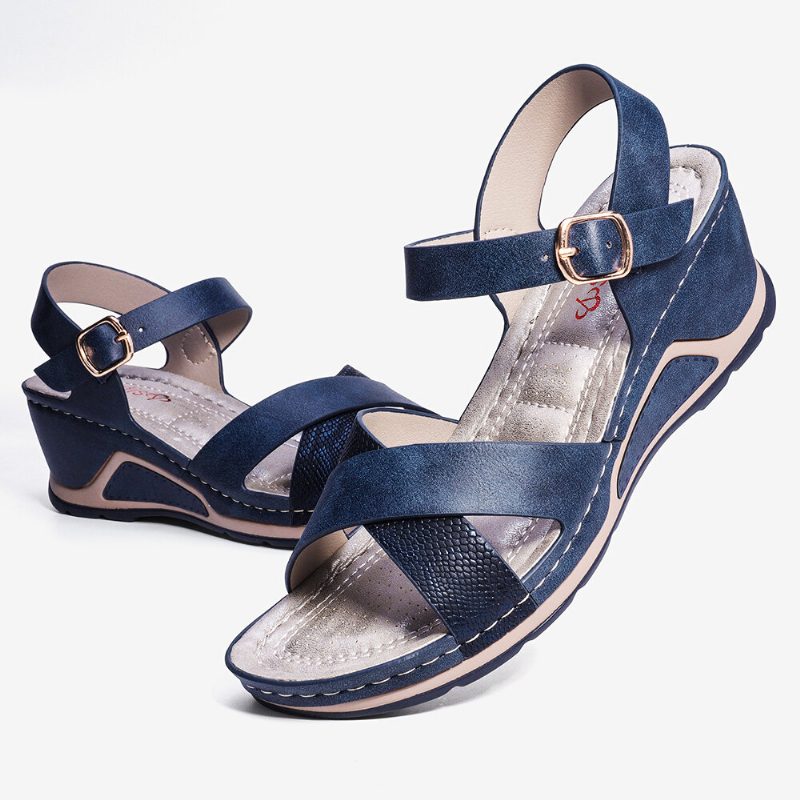 Kvinner Cross Strap Spenne Comfy Casual Wedge Sandaler