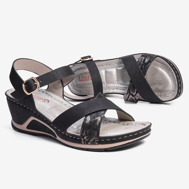 Kvinner Cross Strap Spenne Comfy Casual Wedge Sandaler