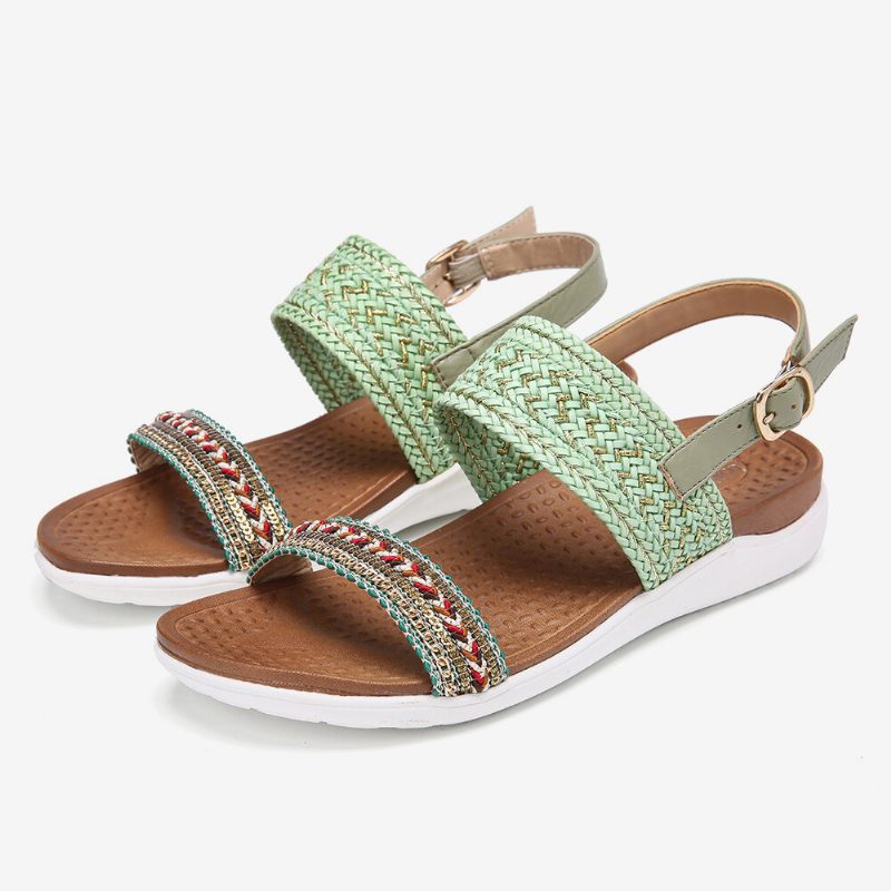 Kvinner Folkways Brodert Comfy Slip Resistant Casual Beach Sandaler