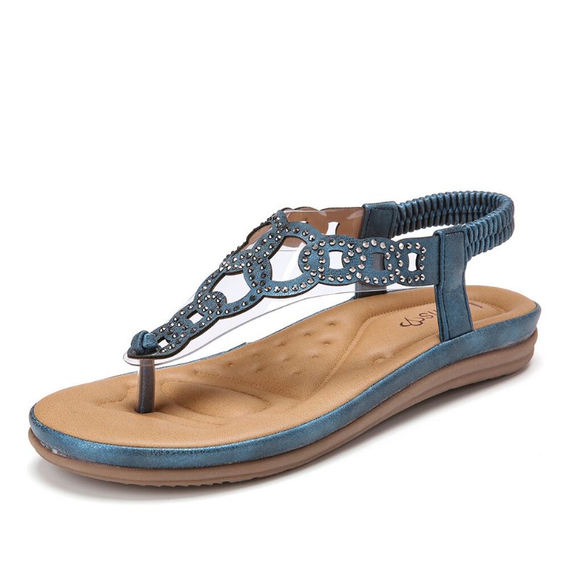 Kvinner Perler Elastisk Band Myk Clip Toe Beach Casual Sandaler