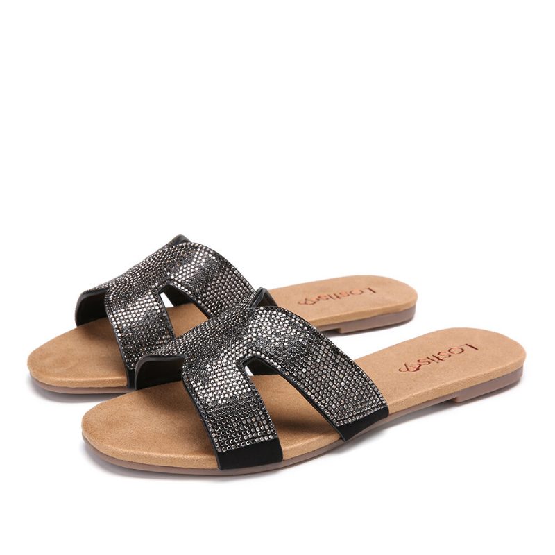 Kvinner Perler Hollow Out Casual Slide Sandaler