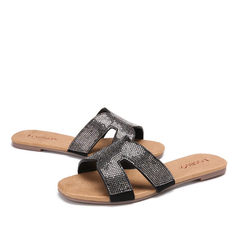 Kvinner Perler Hollow Out Casual Slide Sandaler