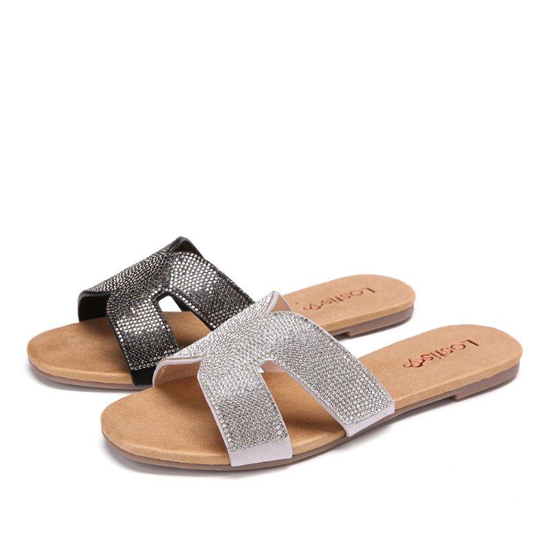 Kvinner Perler Hollow Out Casual Slide Sandaler