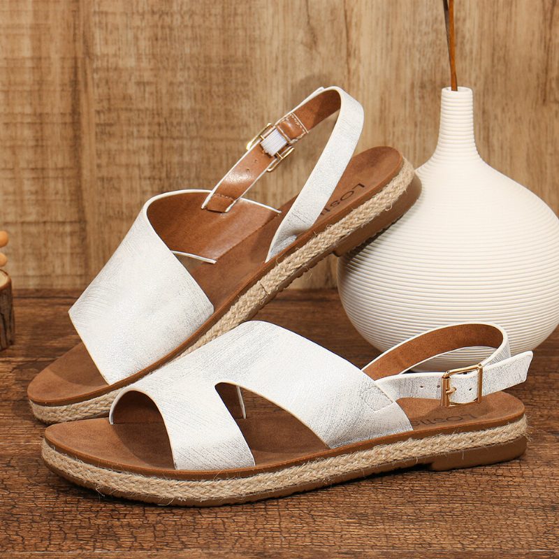 Kvinner Single Strap Casual Slingback Flate Sandaler