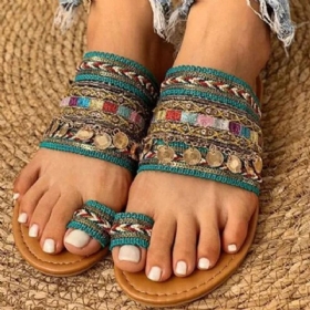 Kvinner Stor Størrelse Bohemian Ethnic Style Beach Toe Ring Casual Sandaler